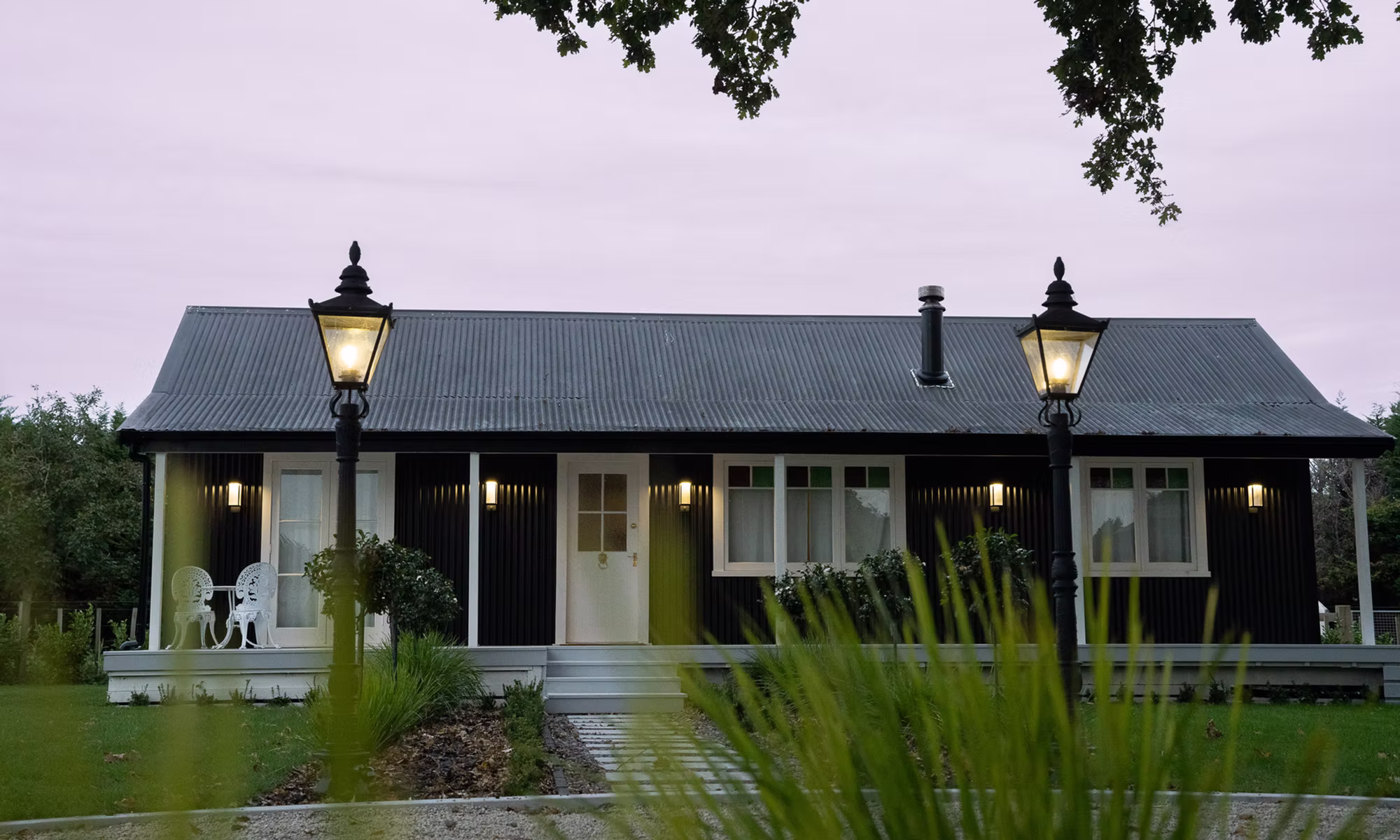 Campbell Cottage at dusk, Cambridge