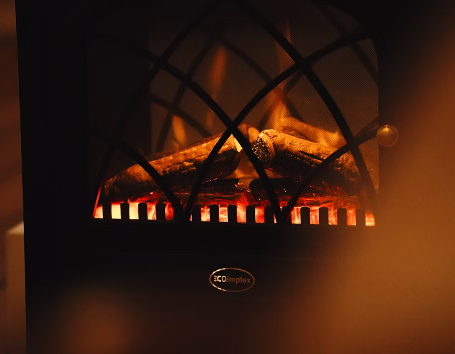 The fireplace at Campbell Cottage
